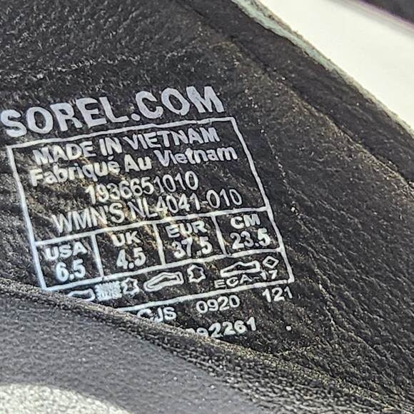 Sorel Women Ella Sandals Black Leather Size 6.5 Gladiator Stretch Straps Flats - Picture 5 of 8